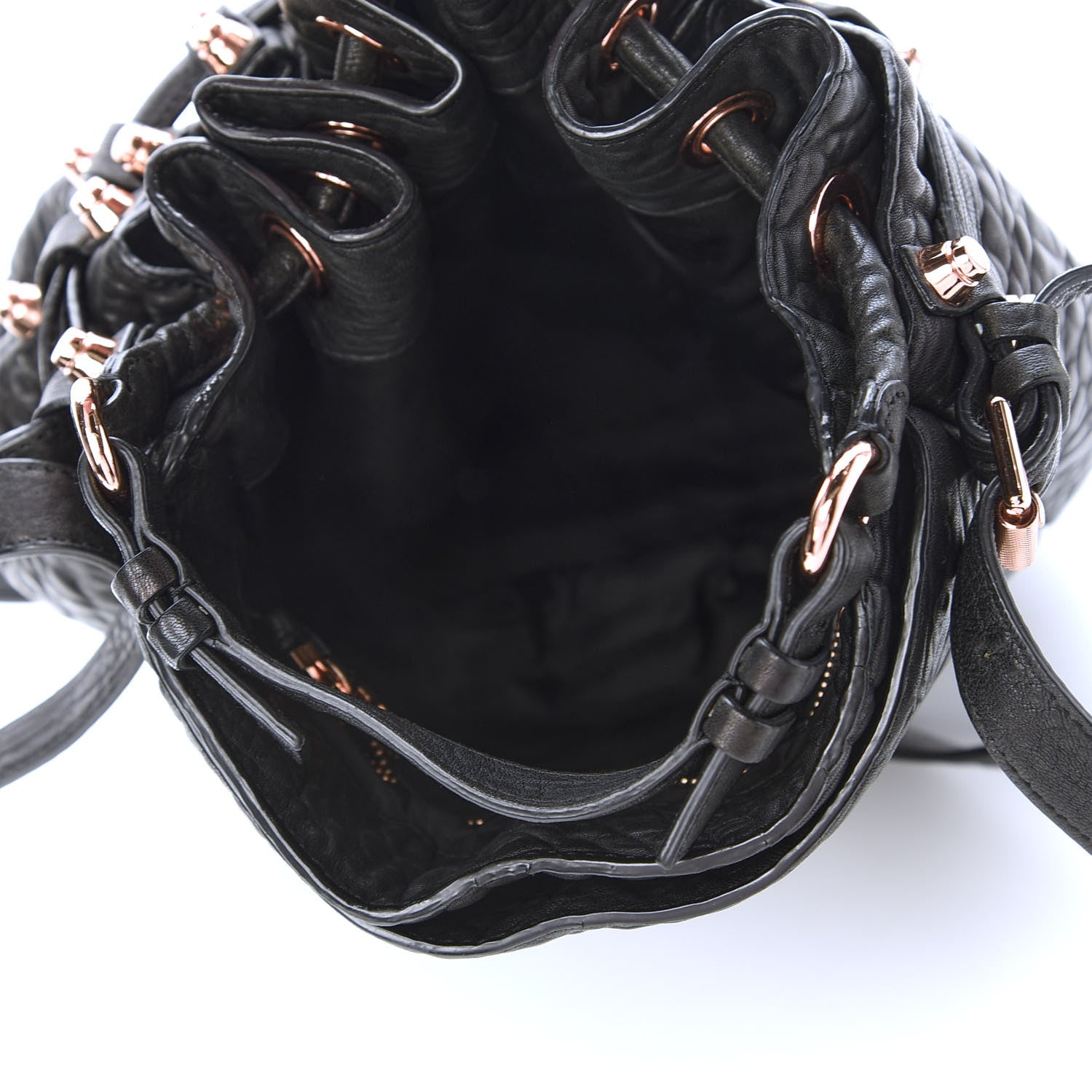 Alexander Wang Pebbled Lambskin Diego Bucket Black Rose Gold Hardware 5 of 10