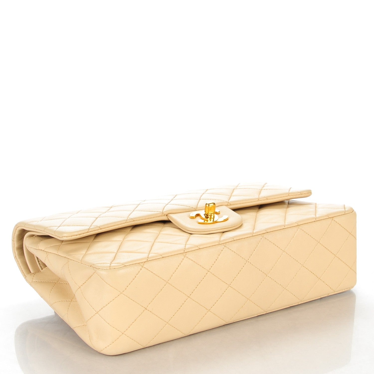 Chanel Lambskin Quilted Medium Double Flap Beige 4 of 10