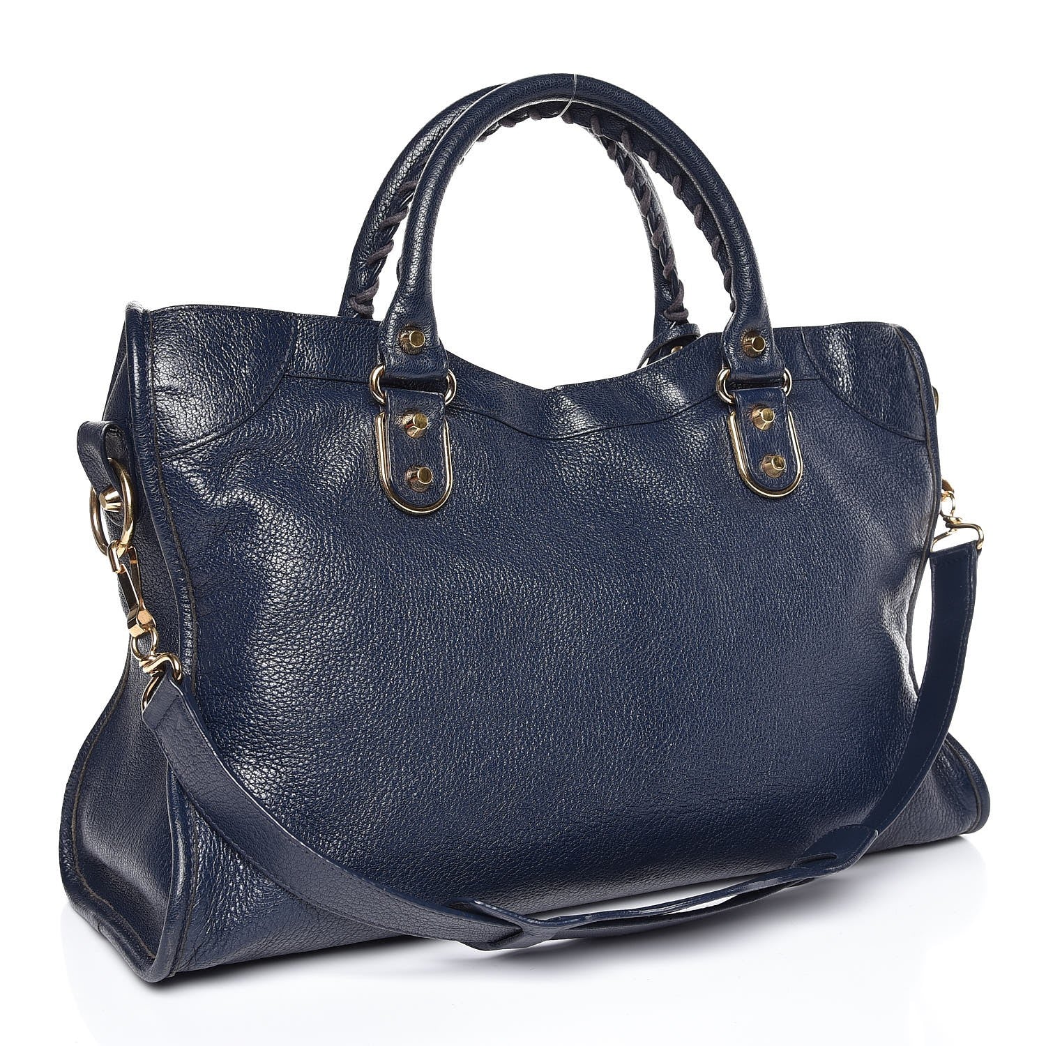 Balenciaga Chevre Gold Metallic Edge Hardware City Bleu Nuit Dark Sea 3 of 13