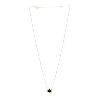 Tiffany 18K Yellow Gold Diamond Black Onyx Small T Circle Pendant Necklace 3 of 5