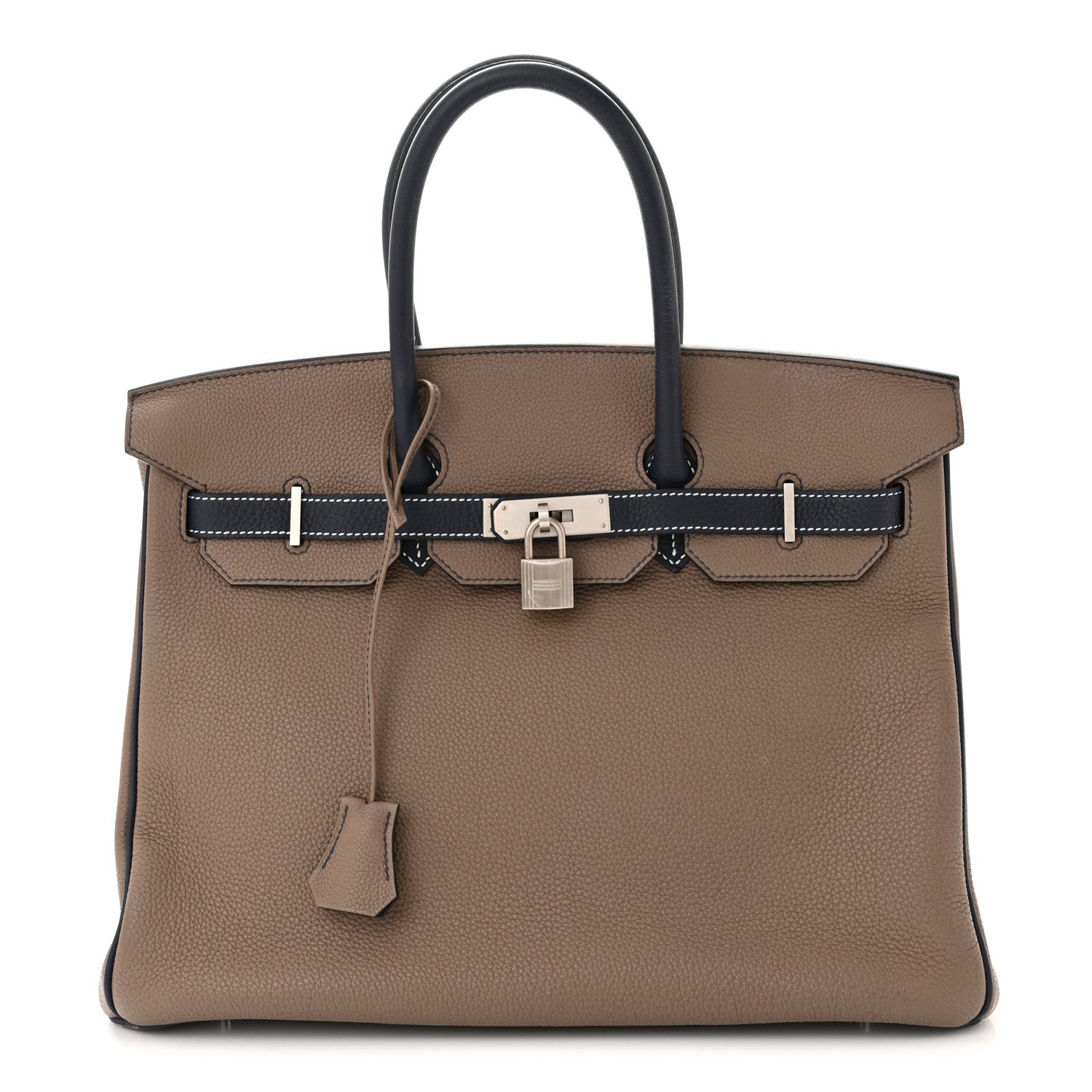 Hermes Togo Horseshoe Birkin 35 Etoupe Bleu Nuit 1 of 13