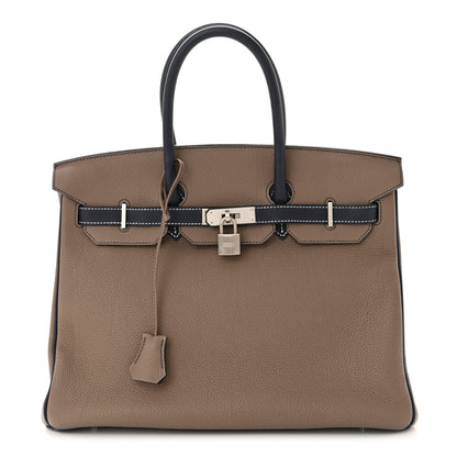 Hermes Togo Horseshoe Birkin 35 Etoupe Bleu Nuit 1 of 13