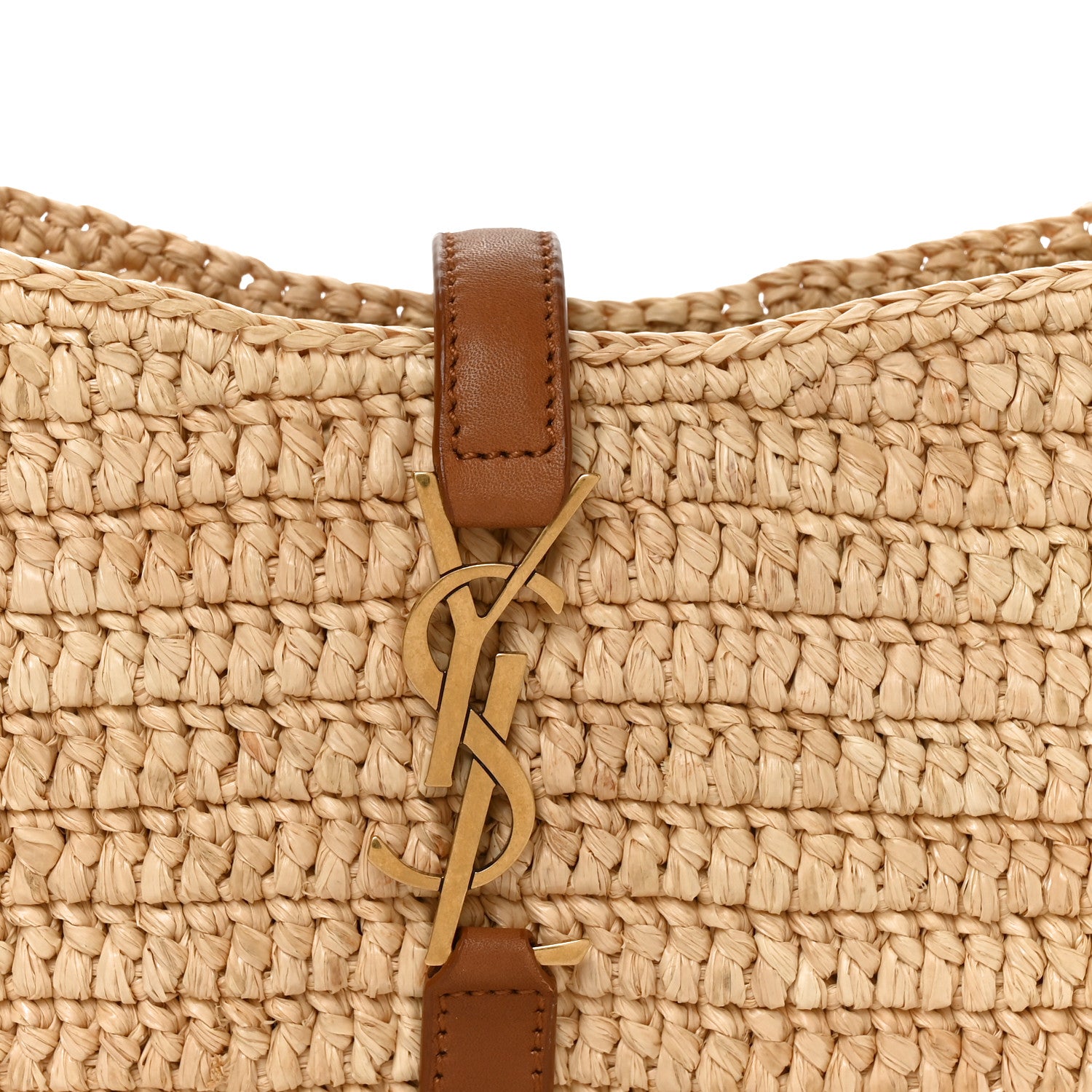 Saint Laurent Raffia Calfskin Le 5 A 7 Mini Hobo Natural Brick 7 of 9
