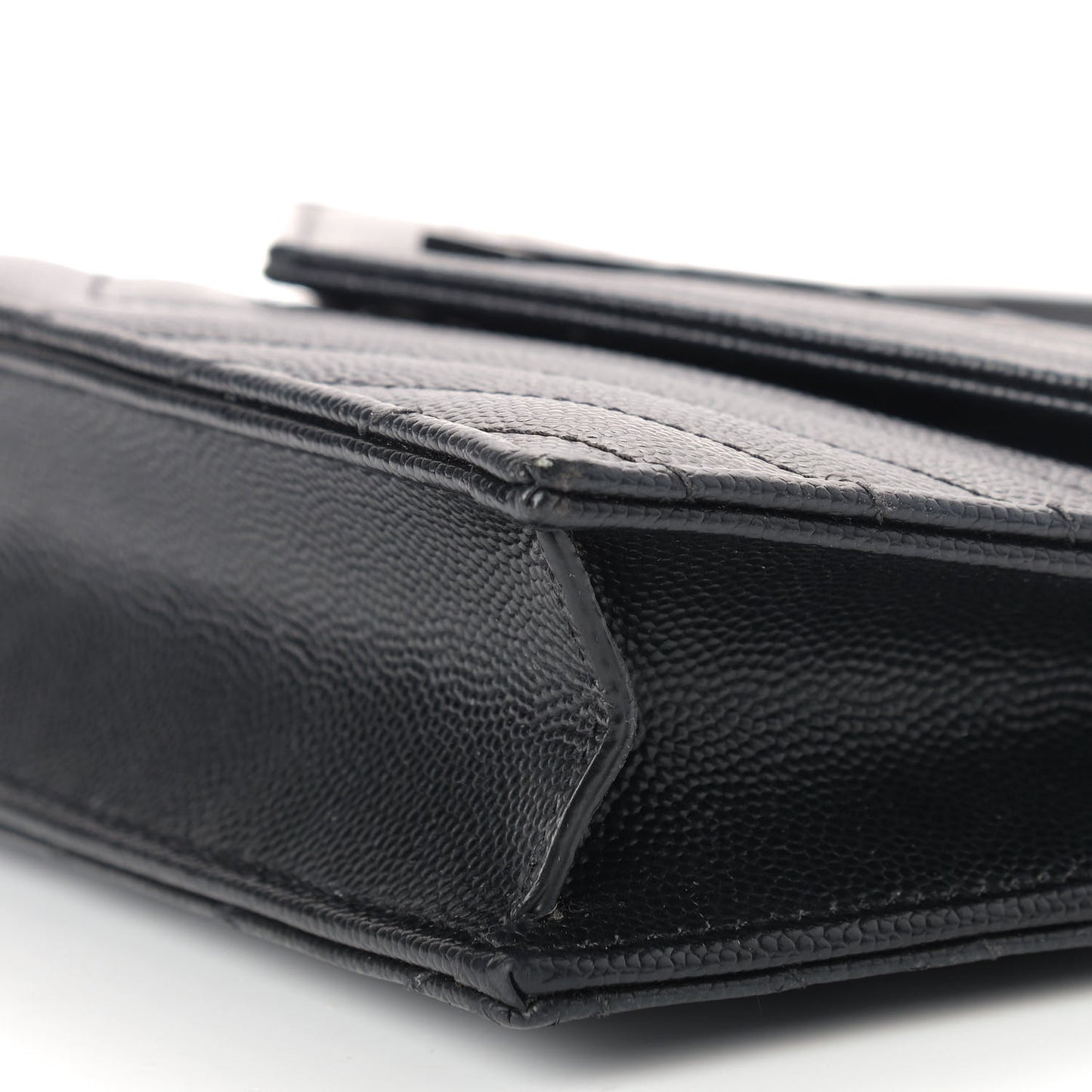 Grain De Poudre Matelasse Chevron Monogram Envelope Chain Wallet Black