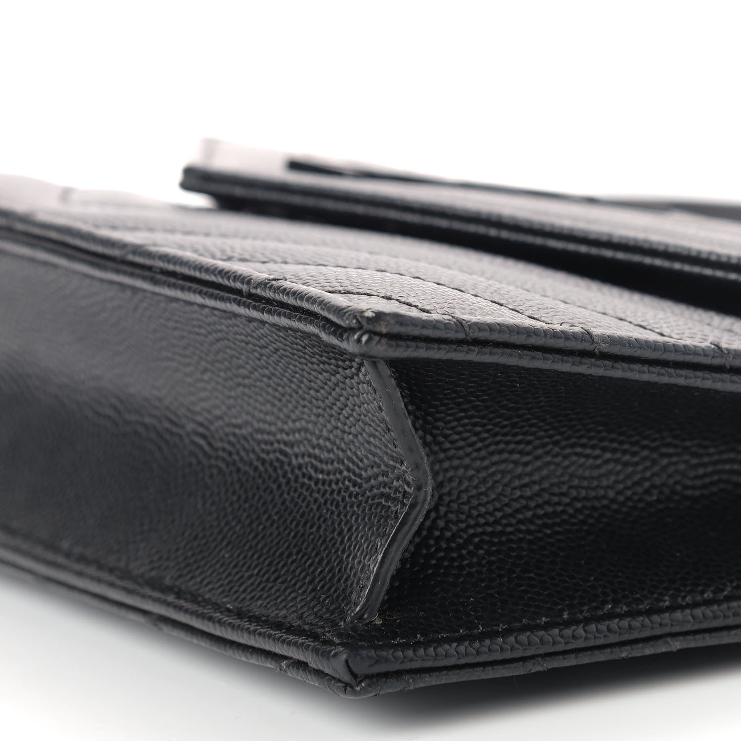 Saint Laurent Grain De Poudre Matelasse Chevron Monogram Envelope Chain Wallet Black 9 of 11