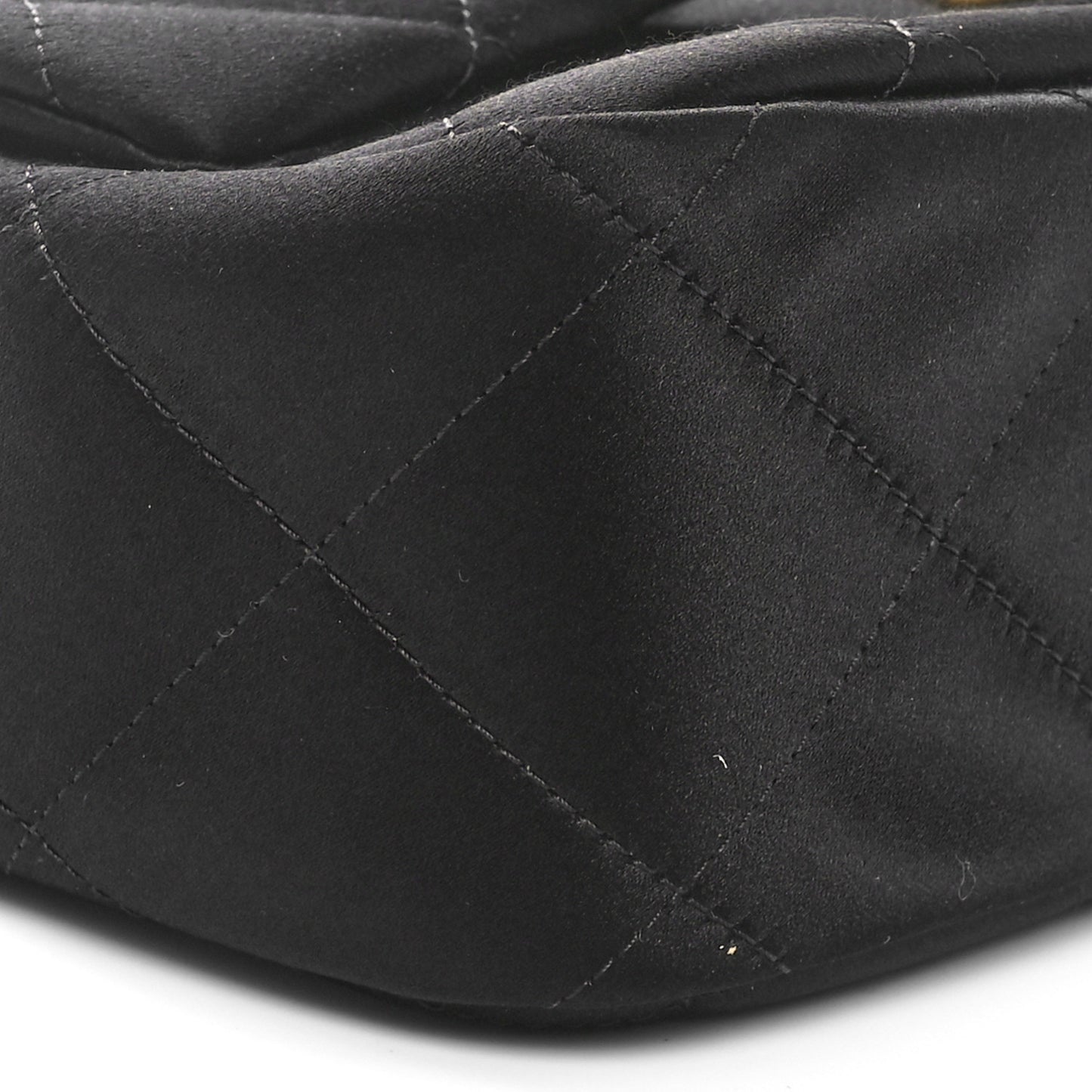Satin Quilted Mini Logo Flap With Handle Black