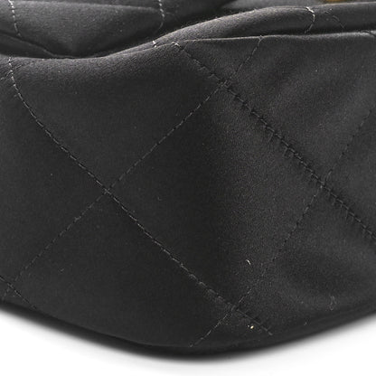 Chanel Satin Quilted Mini Logo Flap With Handle Black 9 of 11