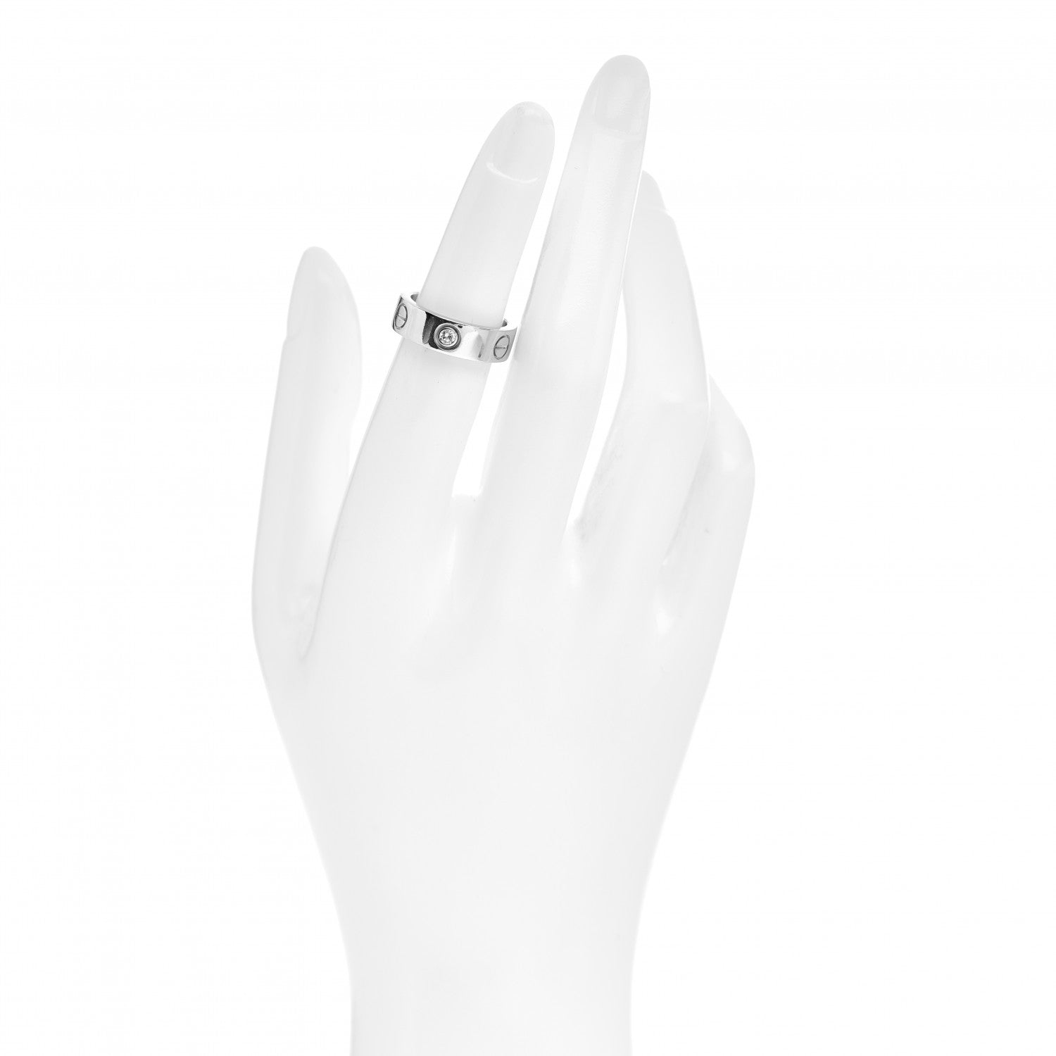 Cartier 18K White Gold 3 Diamond 5.5mm LOVE Ring 49 4.75 2 of 4
