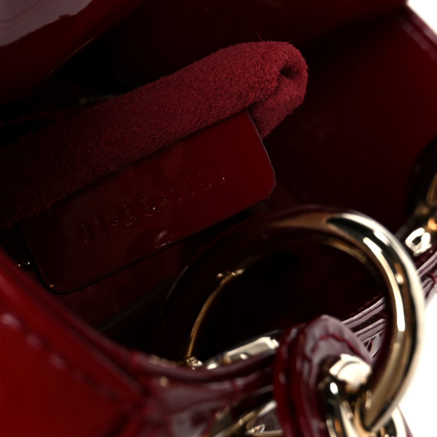 Patent Cannage Mini Lady Dior Red