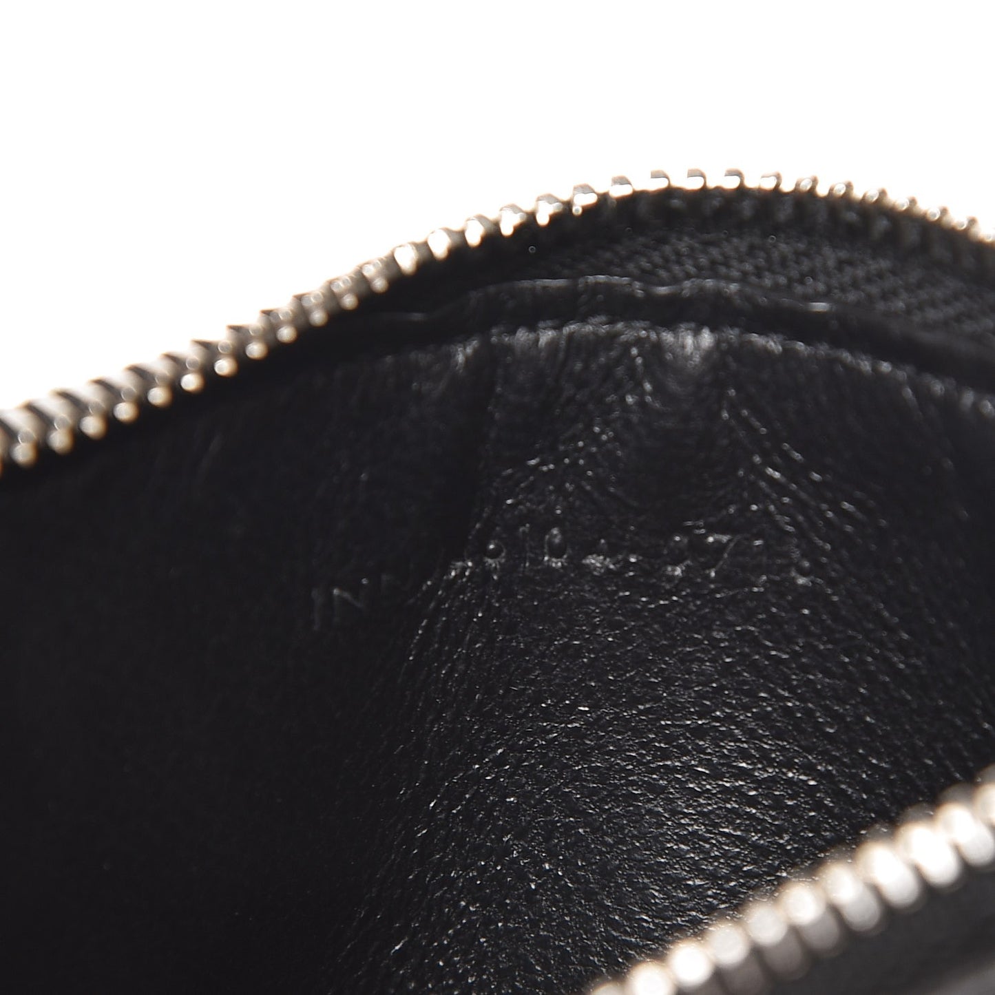 Grained Calfskin 5 Fragments Zip Pouch Card Holder Black
