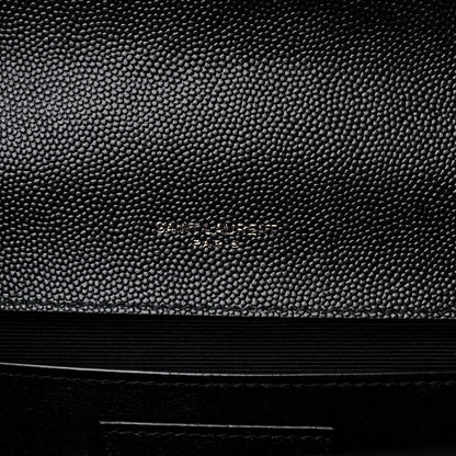 Saint Laurent Grain De Poudre Textured Mixed Matelasse Triquilt Medium Monogram Satchel Black 6 of 13