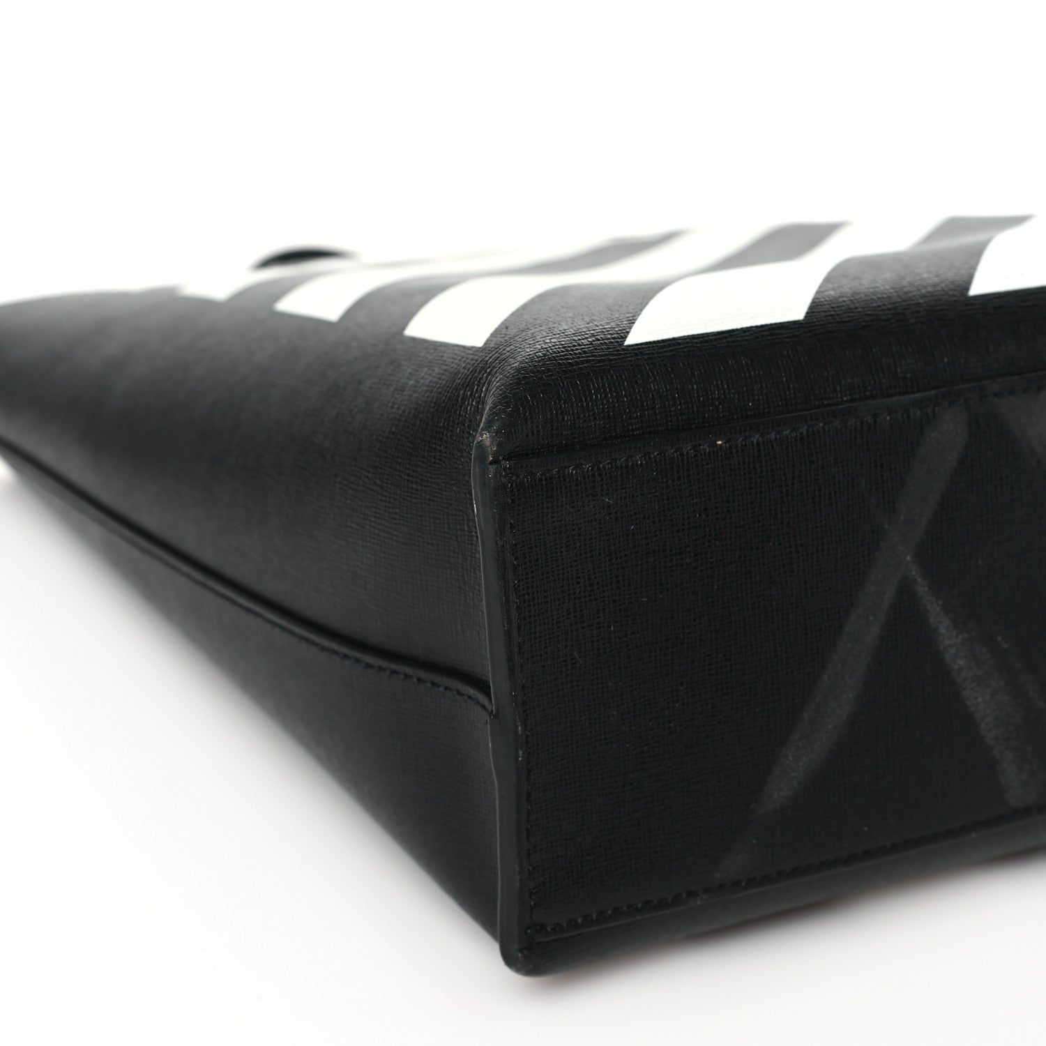 Off-White Saffiano Striped Diag Binder Crossbody Black White 8 of 12