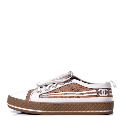 Chanel Cork Jetty Sneaker 37 Brown White 1 of 6