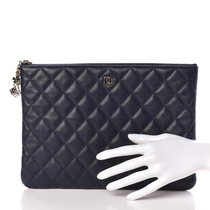 Chanel Lambskin Quilted Medium Casino Beauty CC Cosmetic Case Navy 2 of 9