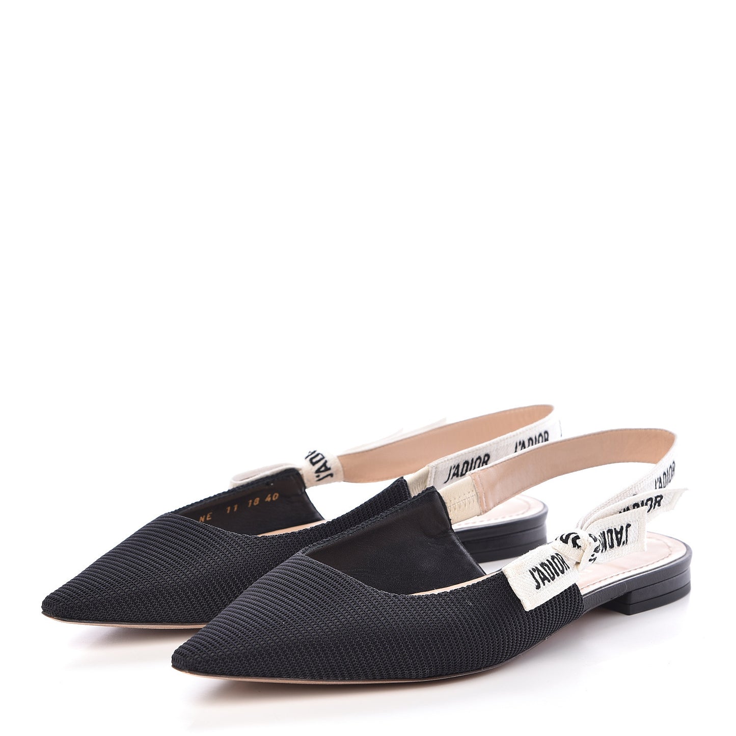 Technical Canvas Ribbon J'Adior Slingback Ballet Flats 40 Black