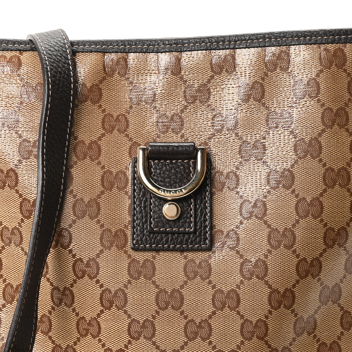 Crystal Monogram Abbey Messenger Bag Beige Dark Brown