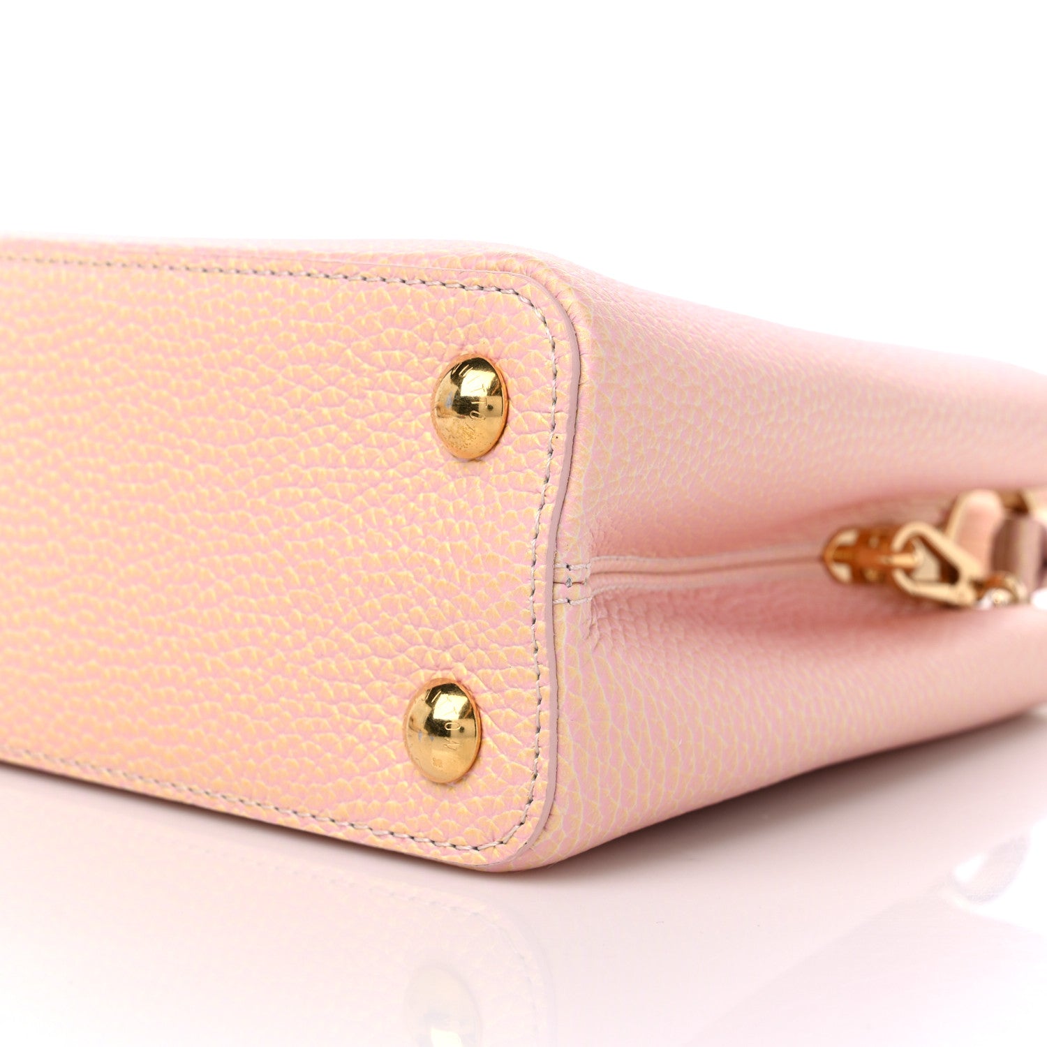 Louis Vuitton Metallic Taurillon Seashell Capucines BB Pink Yellow 8 of 8