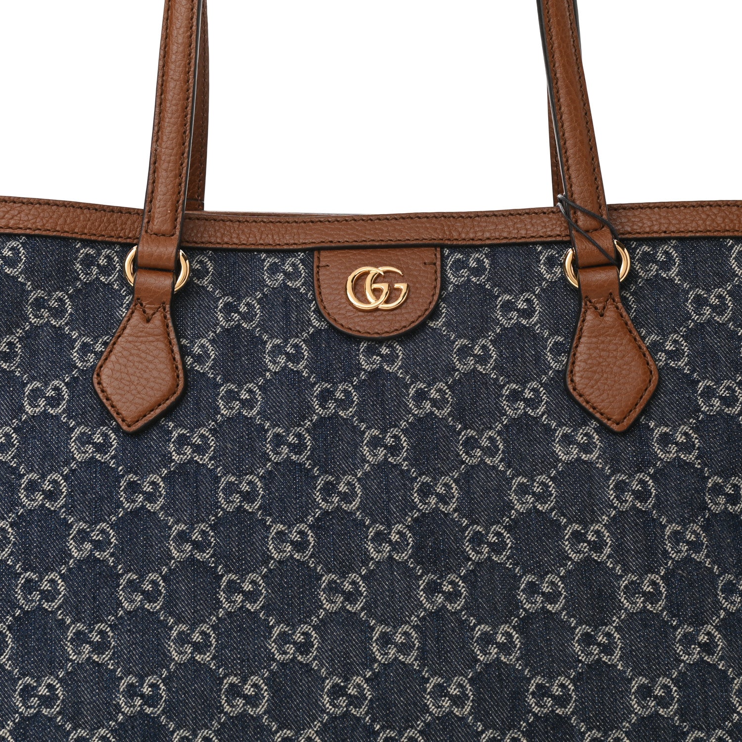 Gucci New Denim GG Monogram Medium Ophidia Shopping Tote Blue Tea Cuir 8 of 10