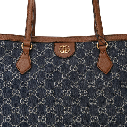 Gucci New Denim GG Monogram Medium Ophidia Shopping Tote Blue Tea Cuir 8 of 10