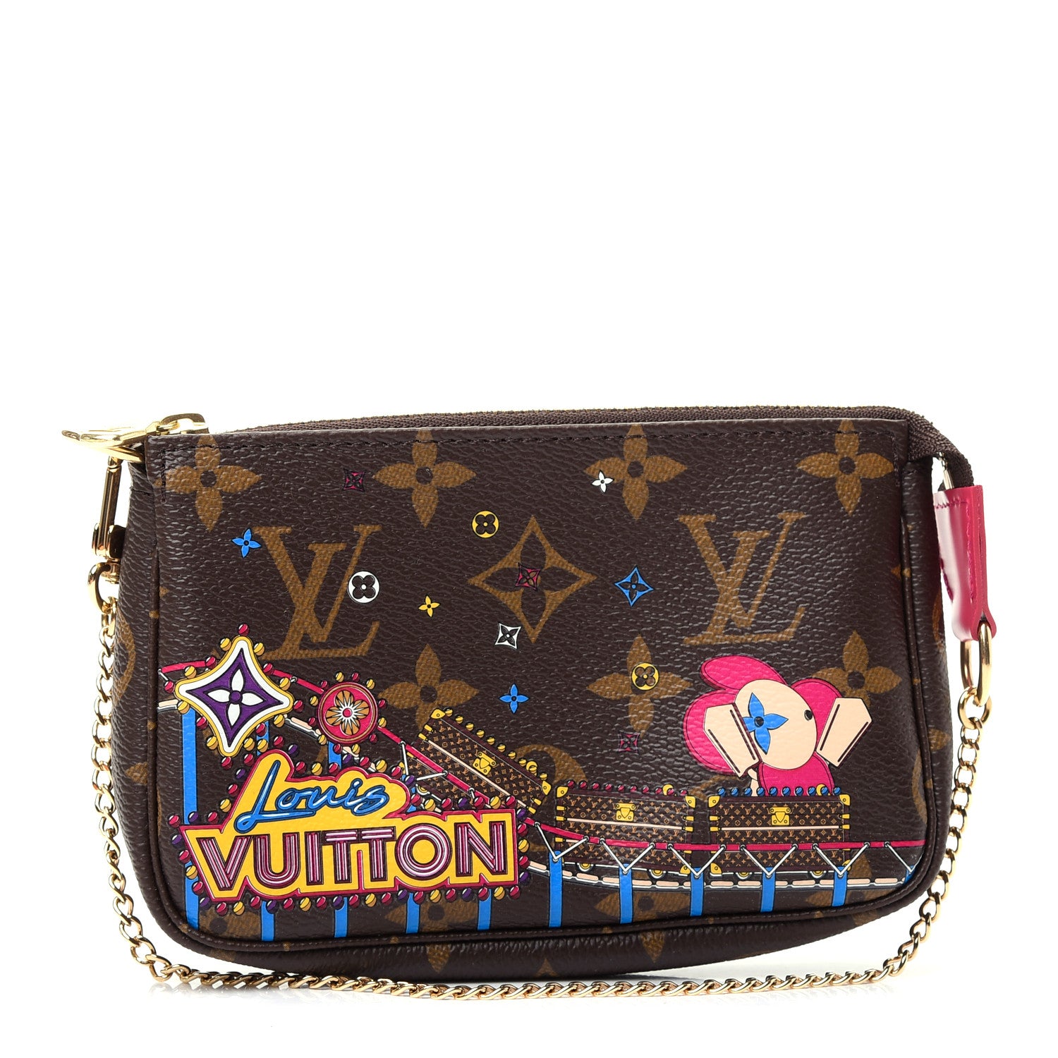 Louis Vuitton Monogram 2020 Christmas Animation Roller Coaster Mini Pochette Accessories Pivoine 1 of 8