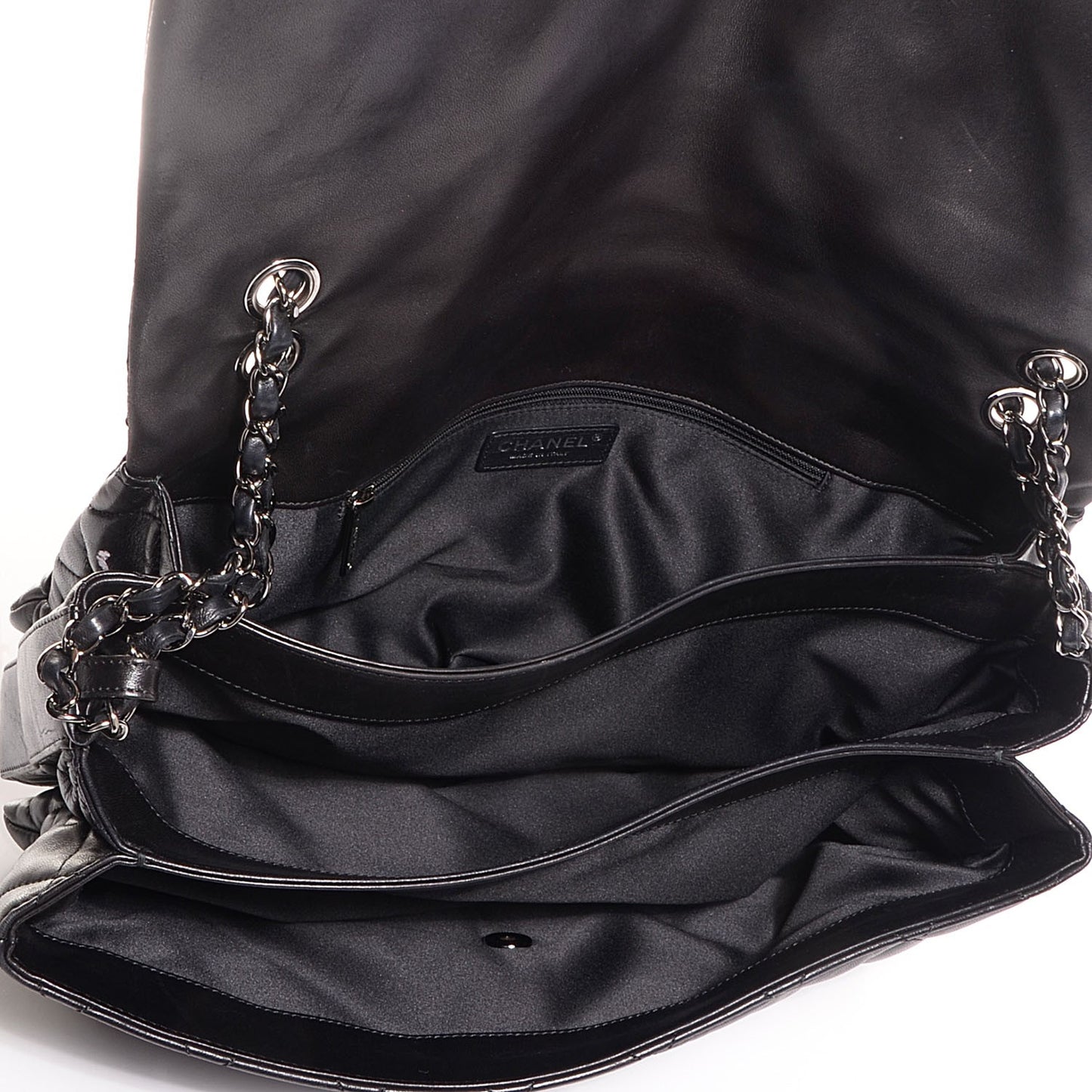 Lambskin Quilted Maxi 3 Flap Black
