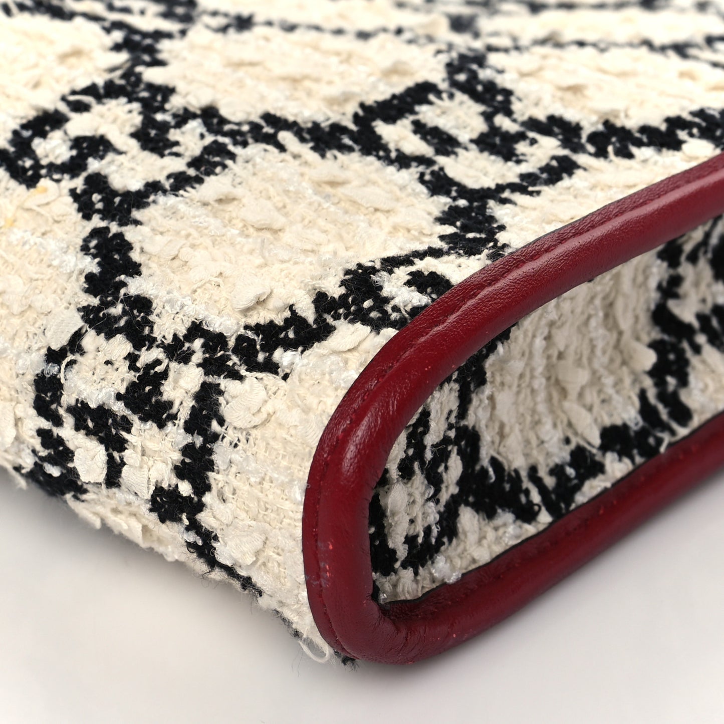 Tweed GG Monogram Large Rajah Chain Tote White Black Romantic Cherry