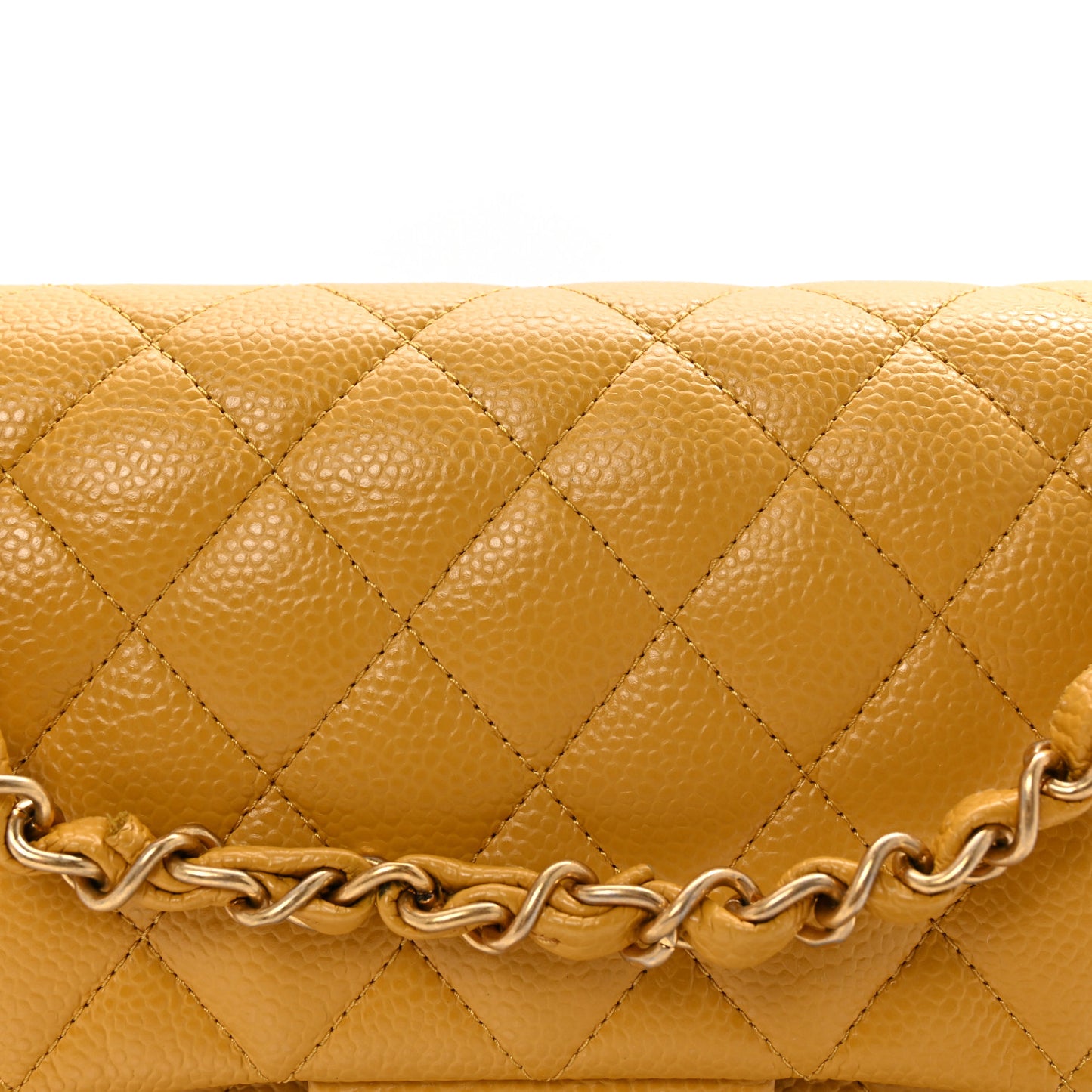 Caviar Quilted Medium Double Flap Yellow