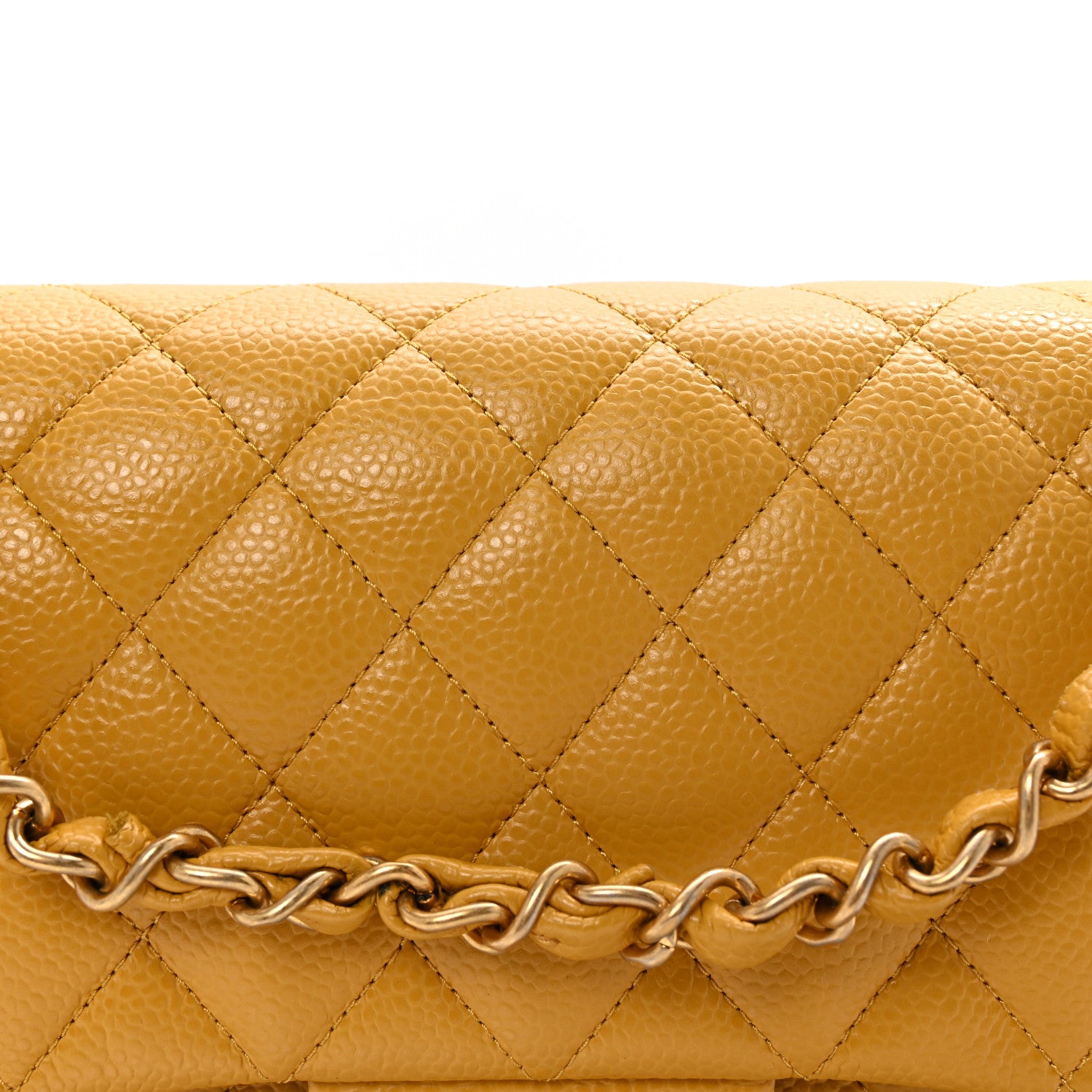 Chanel Caviar Quilted Medium Double Flap Yellow 8 of 10