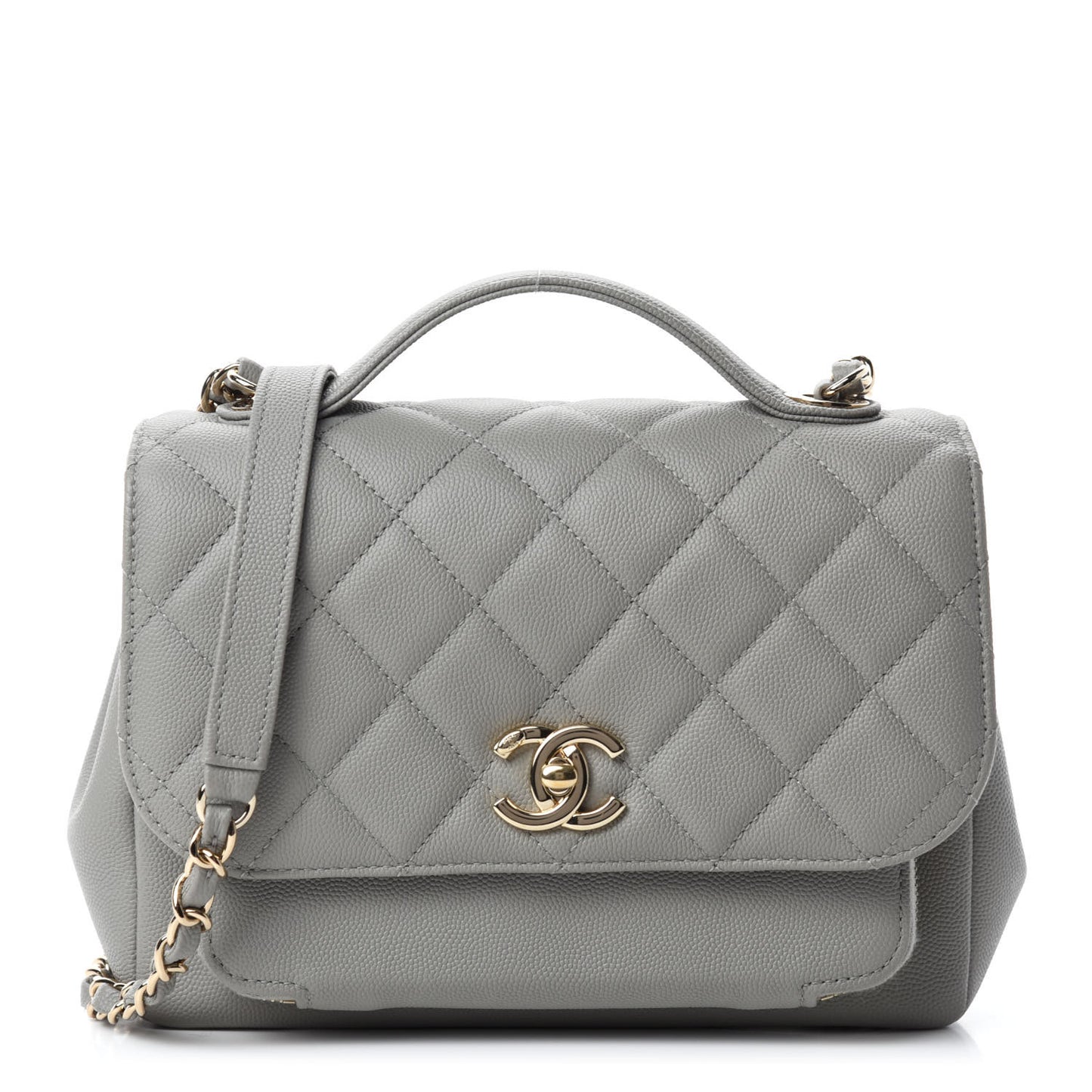 Caviar Quilted Small Business Affinity Flap Grey