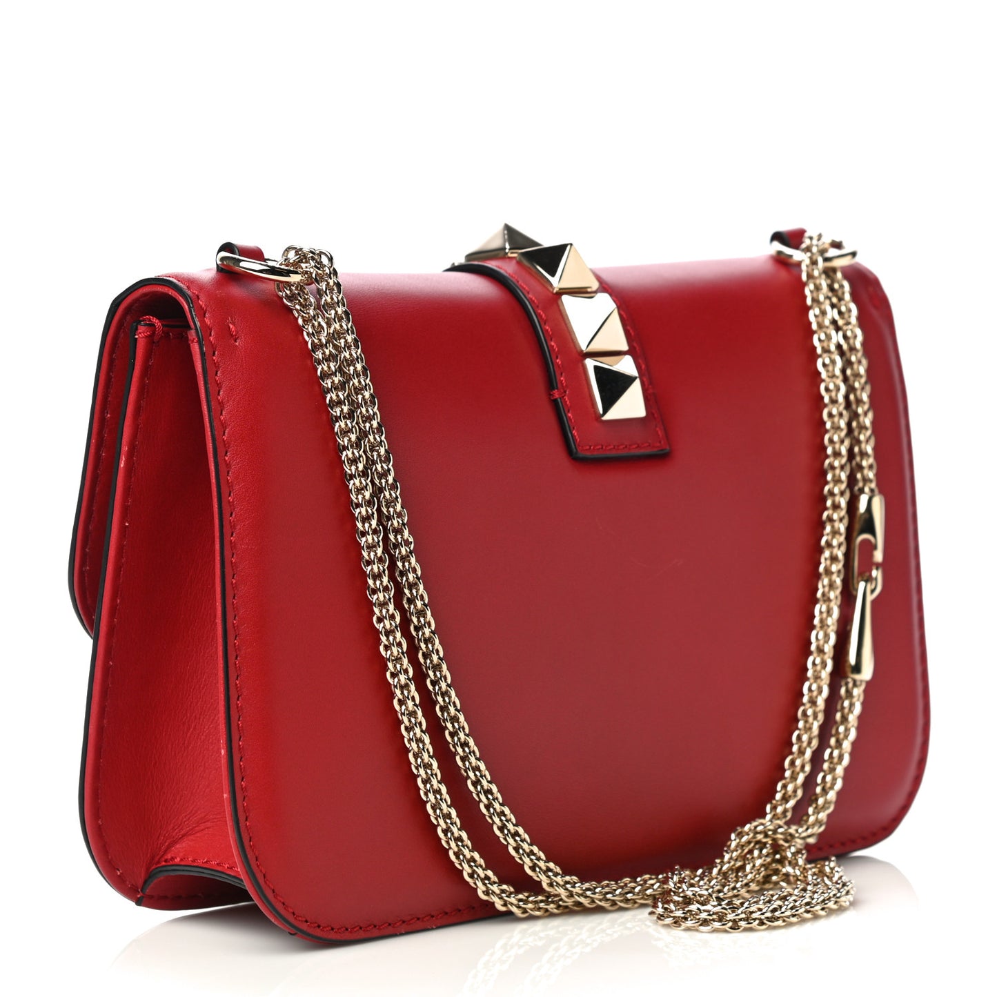Vitello Medium Glam Lock Rockstud Flap Red
