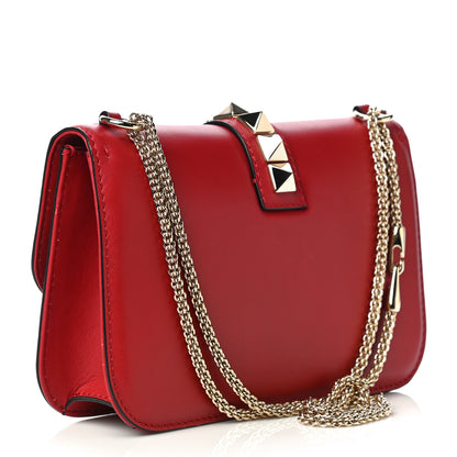 Valentino Garavani Vitello Medium Glam Lock Rockstud Flap Red 3 of 11