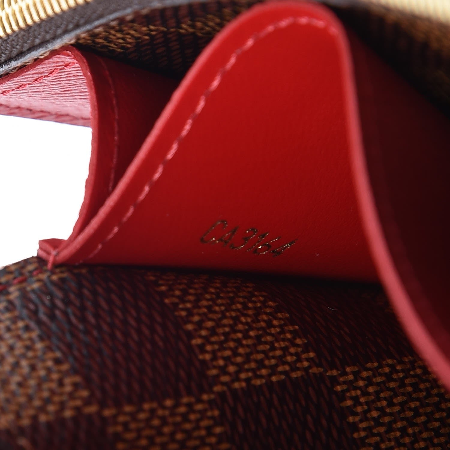 Louis Vuitton Damier Ebene Emilie Wallet Red 7 of 8