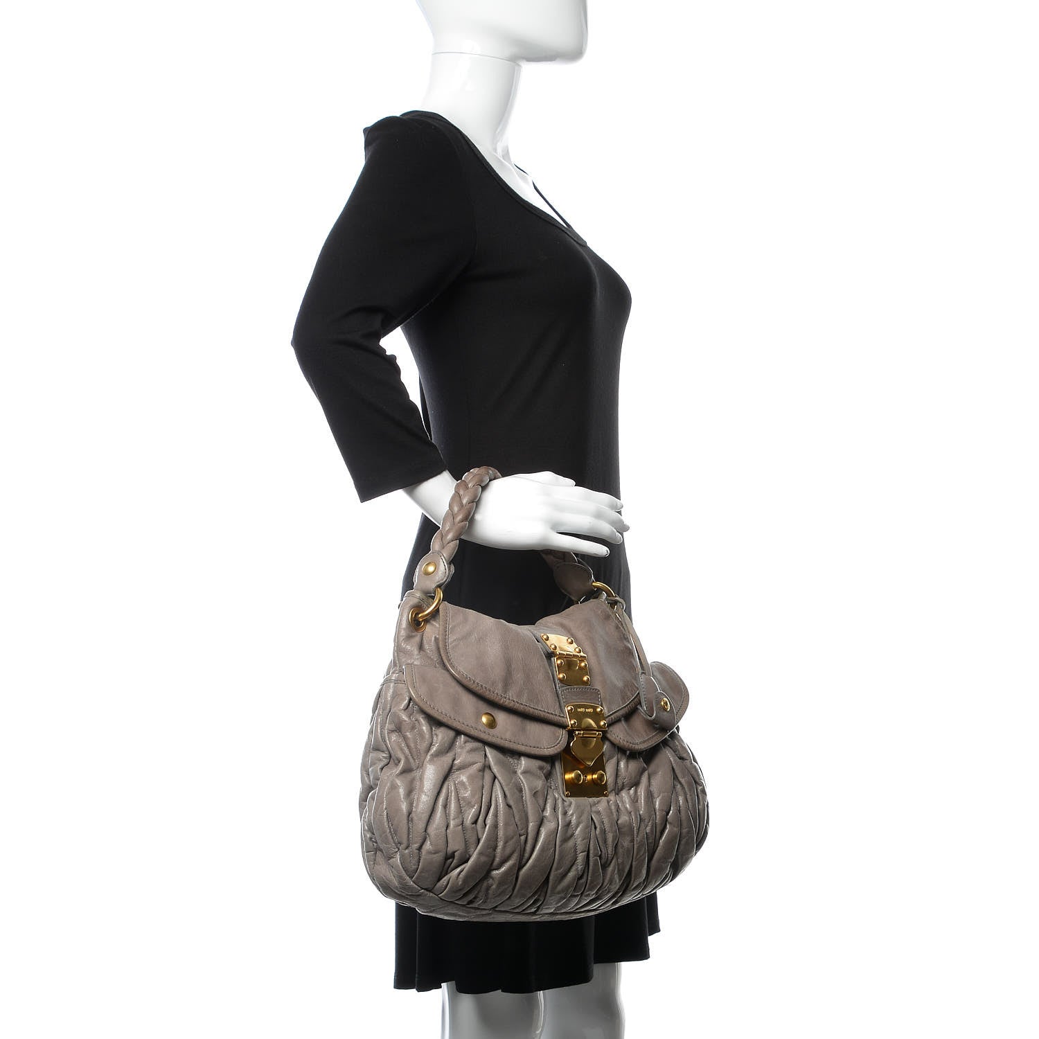 Miu Miu Nappa Matelasse Coffer Hobo Fumo 2 of 15