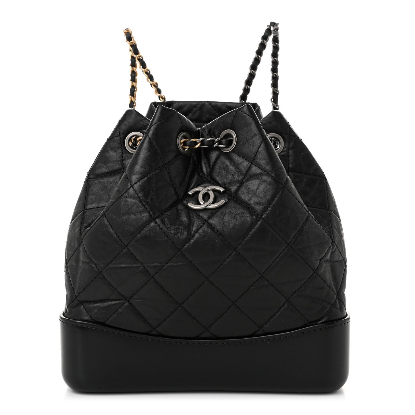 Aged Calfskin Quilted Small Gabrielle Backpack Black