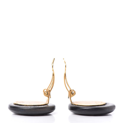 Chanel Resin CC Round Clip On Earrings Gold Black 3 of 4