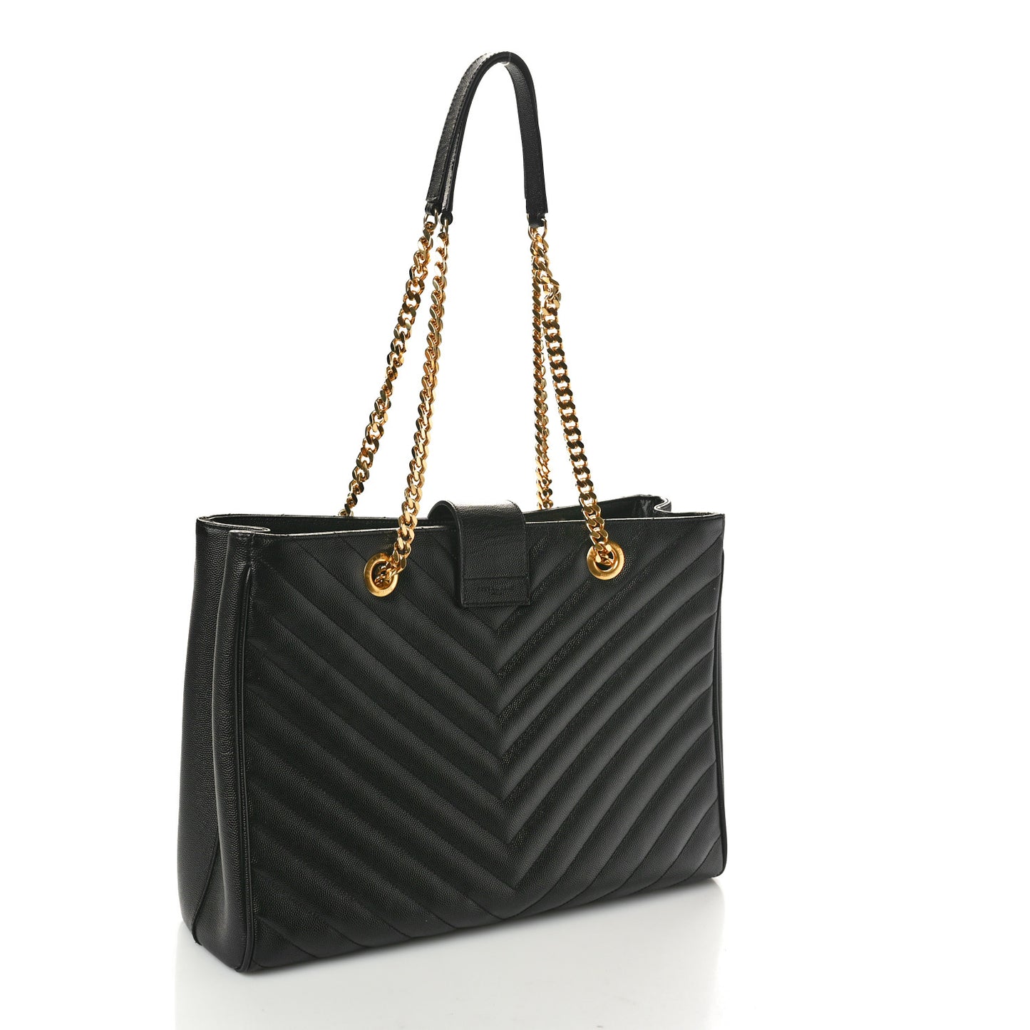 Grain De Poudre Matelasse Chevron Monogram Shopping Bag Black
