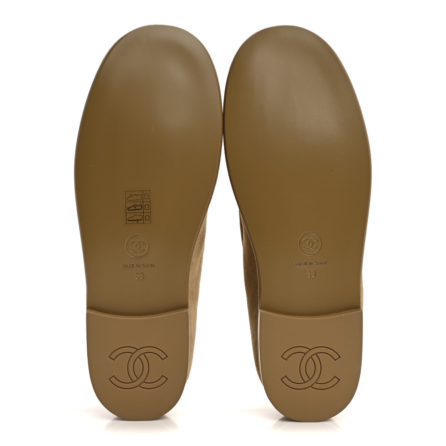 Suede Calfskin CC Loafers 38 Dark Beige