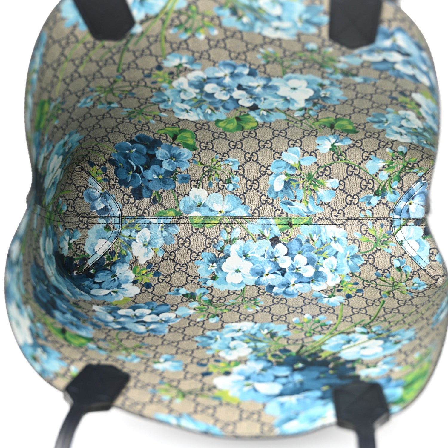 Gucci GG Supreme Monogram Blooms Medium Reversible Tote Beige Blue Navy 9 of 21