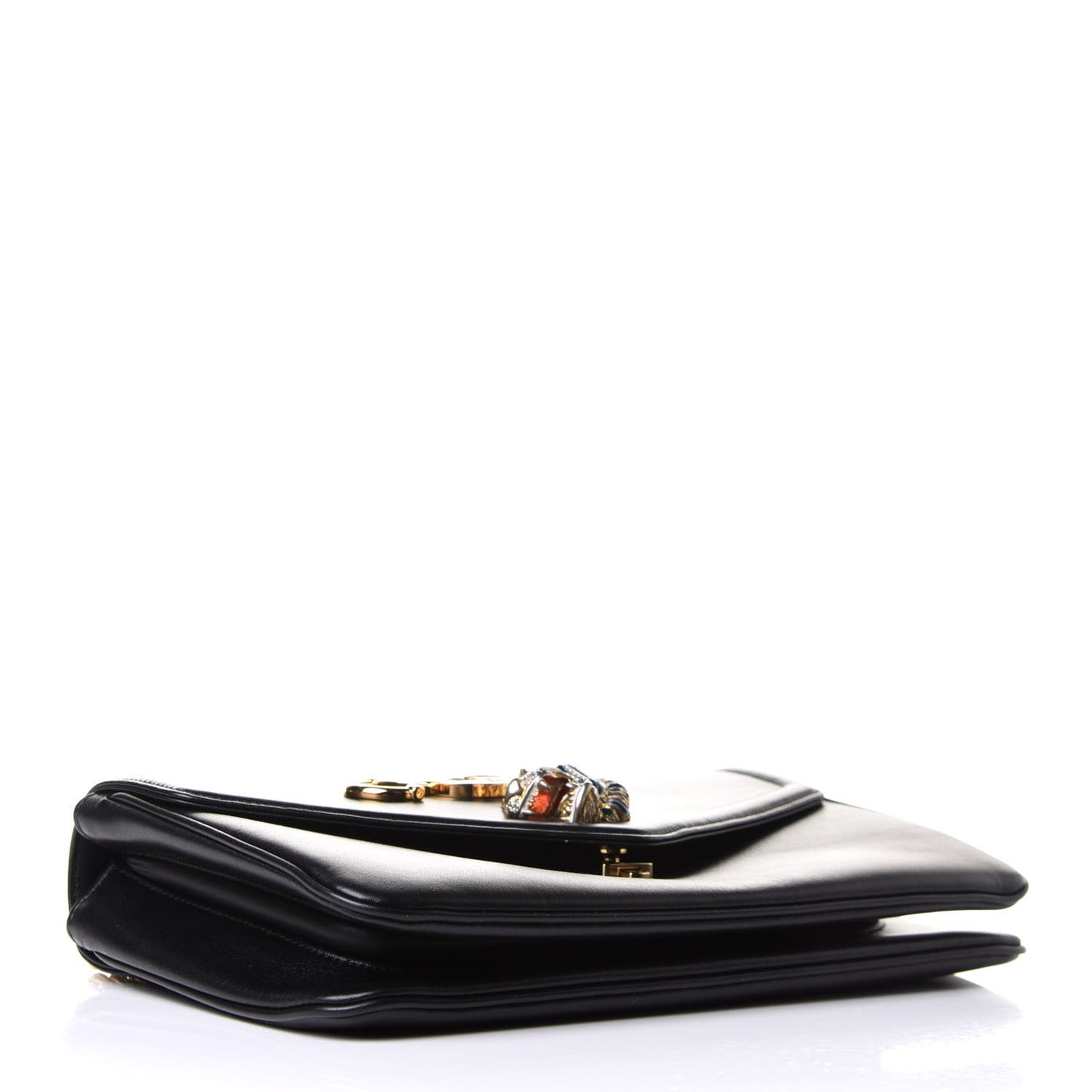 Vitello Palmellato Lux Crystal Medium Rajah Shoulder Bag Black