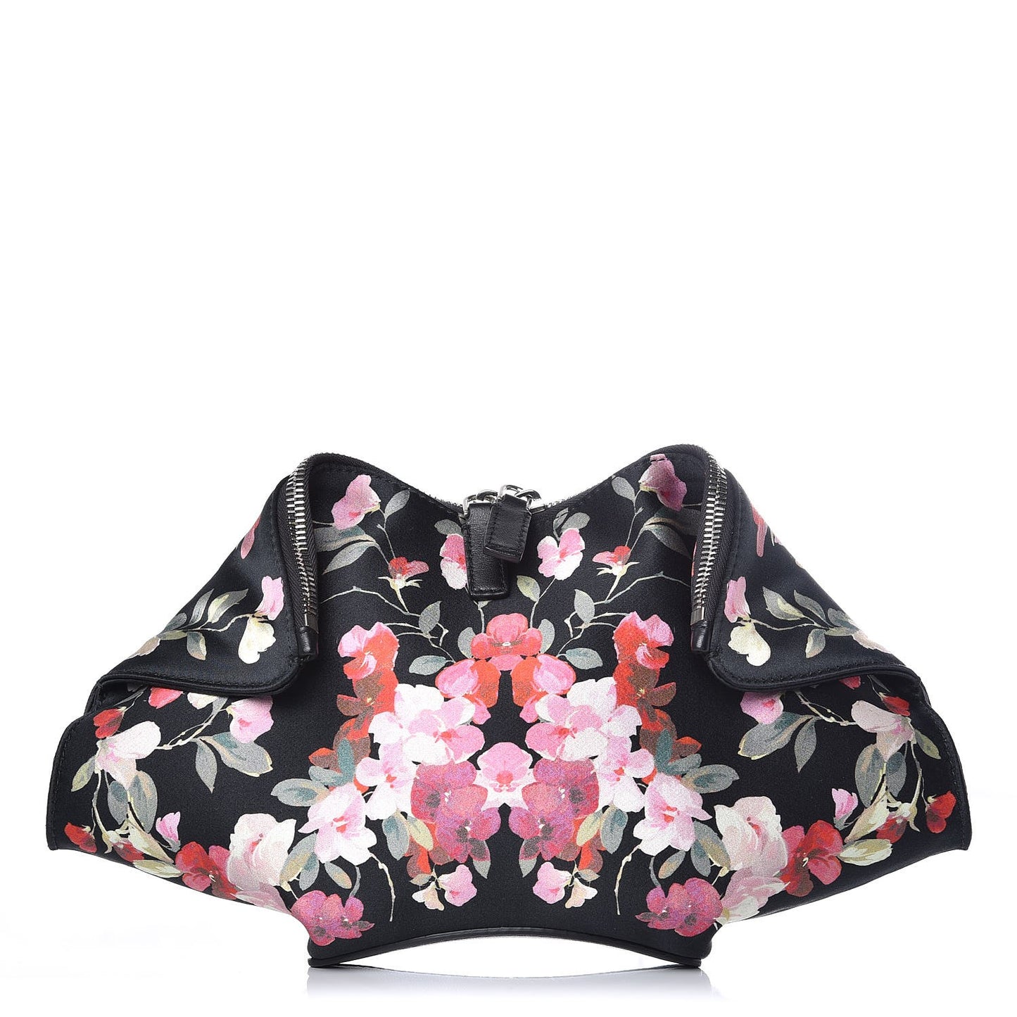 Silk Floral Print De Manta Clutch Black