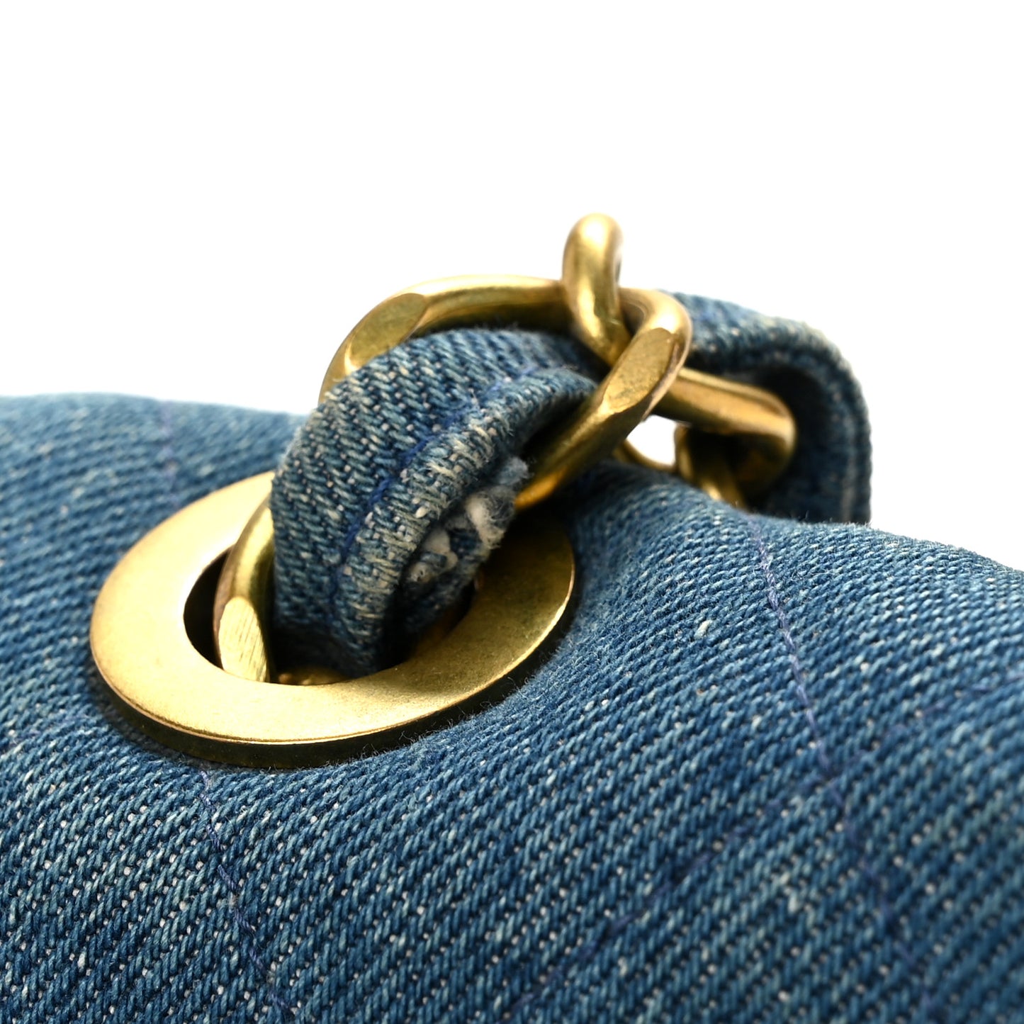 Frayed Denim Quilted Flap Blue