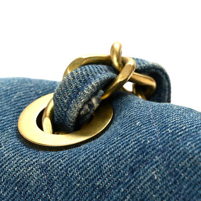 Chanel Frayed Denim Quilted Flap Blue 12 of 13
