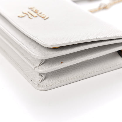 Prada Saffiano Lux Chain Wallet White 10 of 11