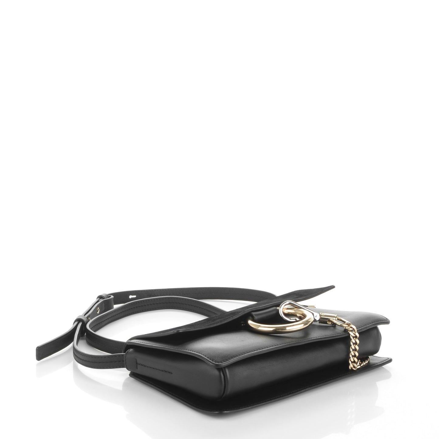 Suede Calfskin Small Faye Shoulder Bag Black