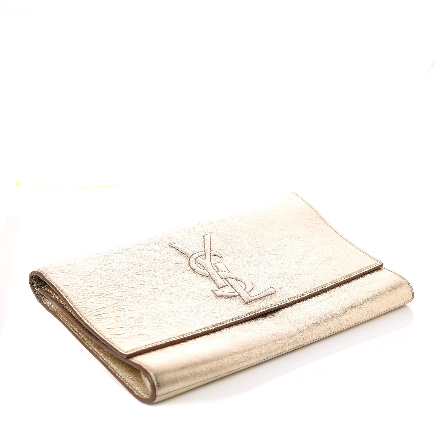 Saint Laurent Metallic Calfskin Monogram Large Belle De Jour Clutch Gold 4 of 6