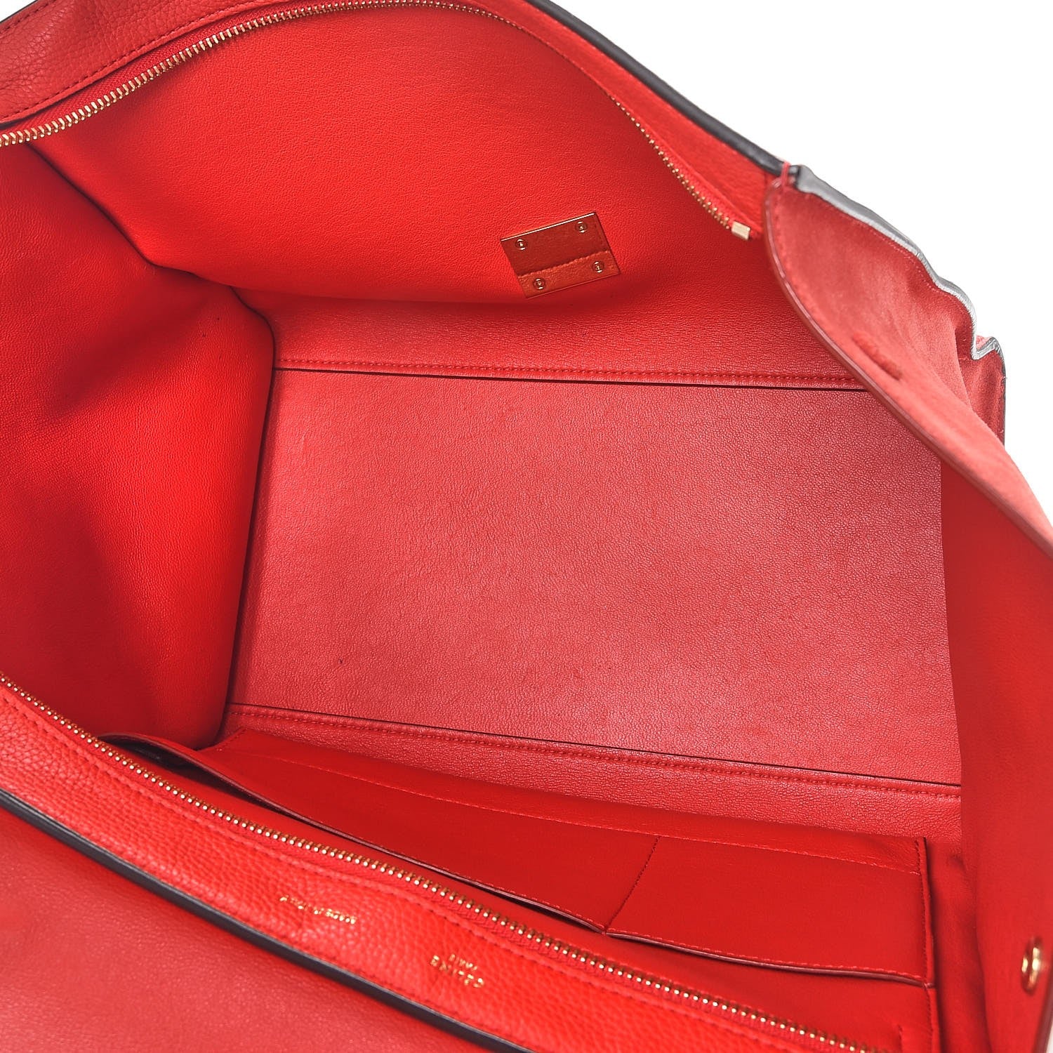 Celine Drummed Calfskin Suede Medium Trapeze Coquelicot 6 of 13