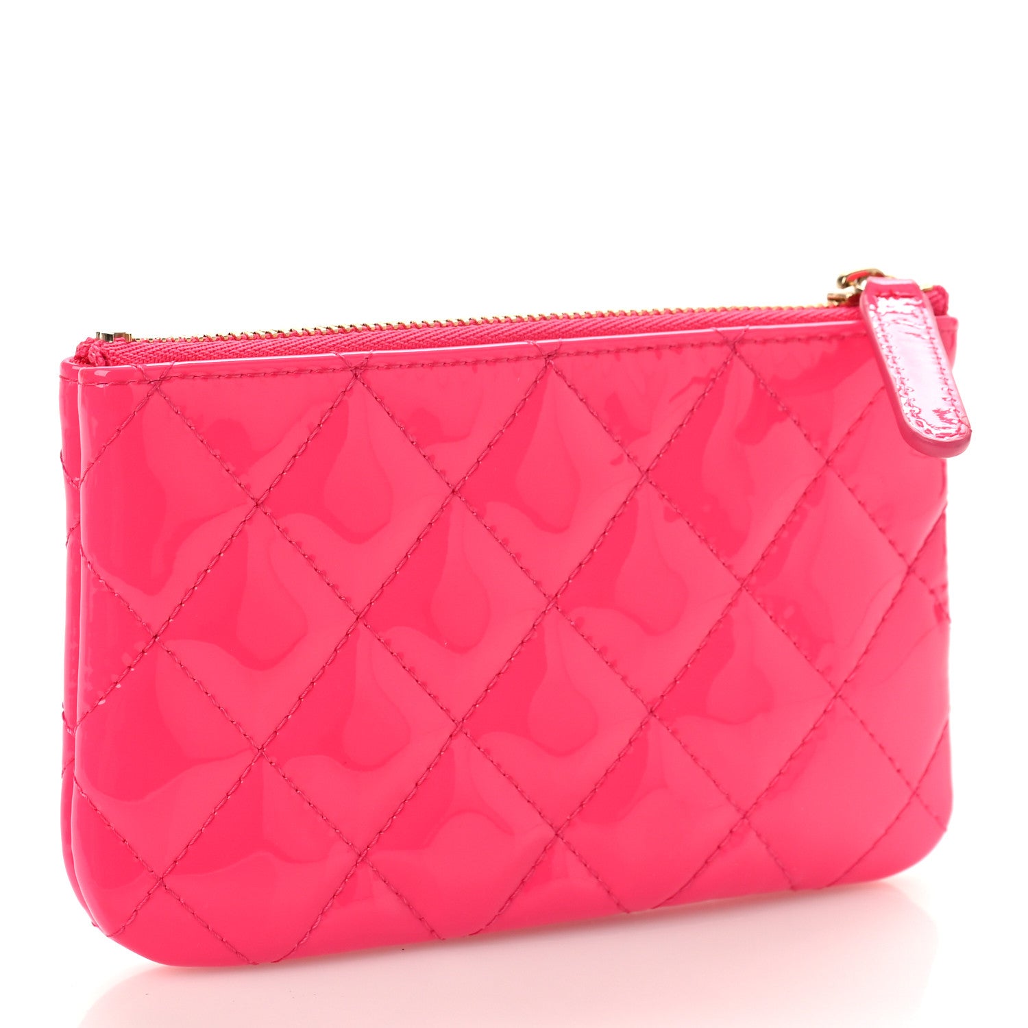 Chanel Patent Quilted Small Cosmetic Case Pink 3 of 9