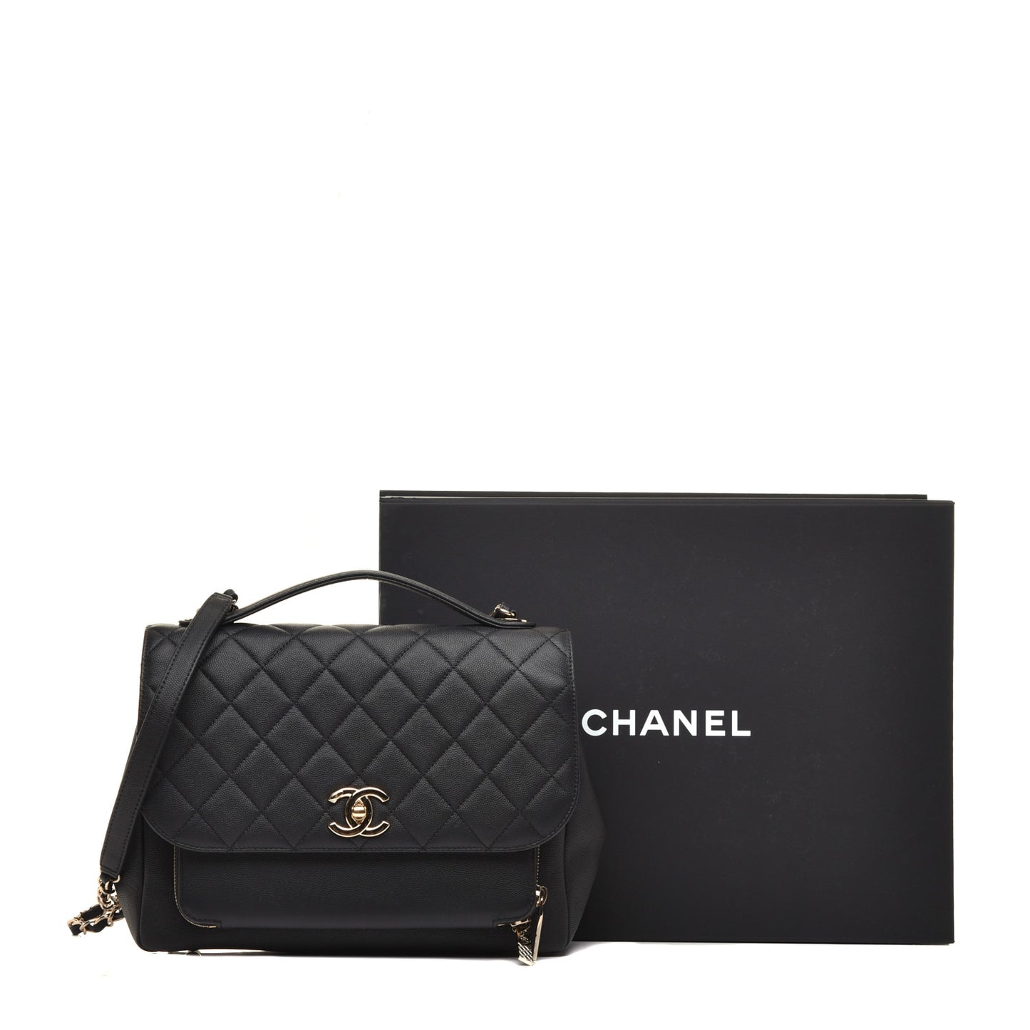 Caviar Quilted Large Business Affinity Flap Black