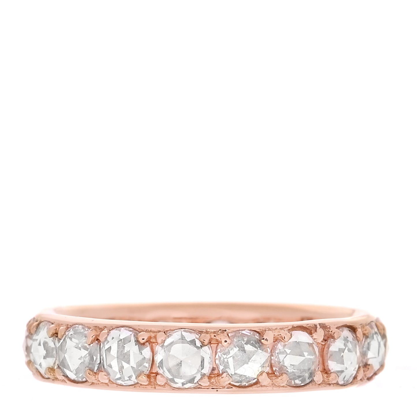 18K Rose Gold Diamond Metro Rose Cut Eternity Band Ring 49 5