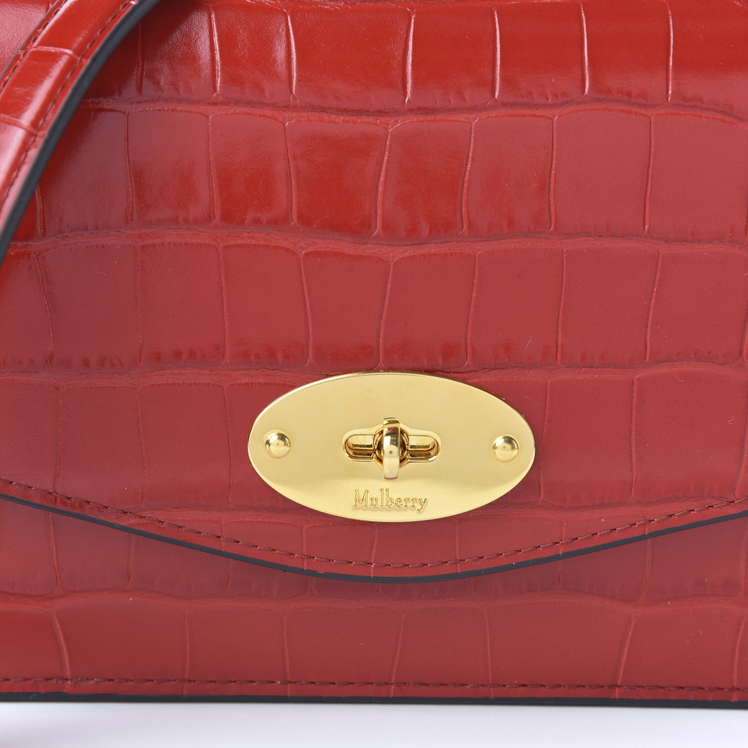 Mulberry Crocodile Embossed Calfskin Small Darley Red Berry 9 of 9